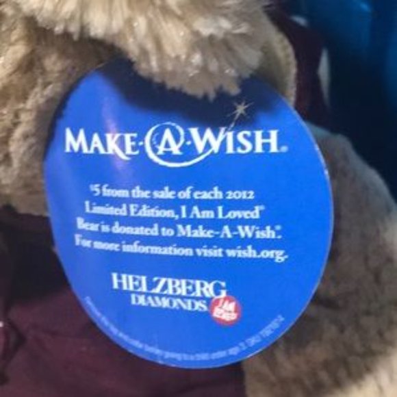 NWT📌Animal Adventure  Helzberg Diamond 2012 "Make a wish" I Am Loved Teddy Bear - Picture 9 of 10